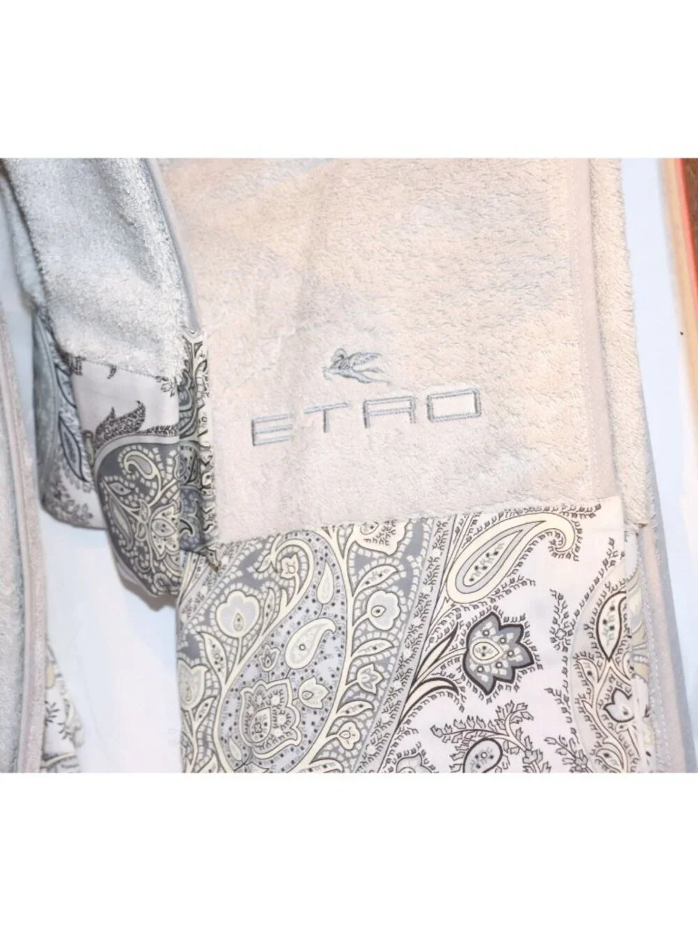 Etro Gray Paisley Border Towel Set In Gift Box - 5 Pieces NWT